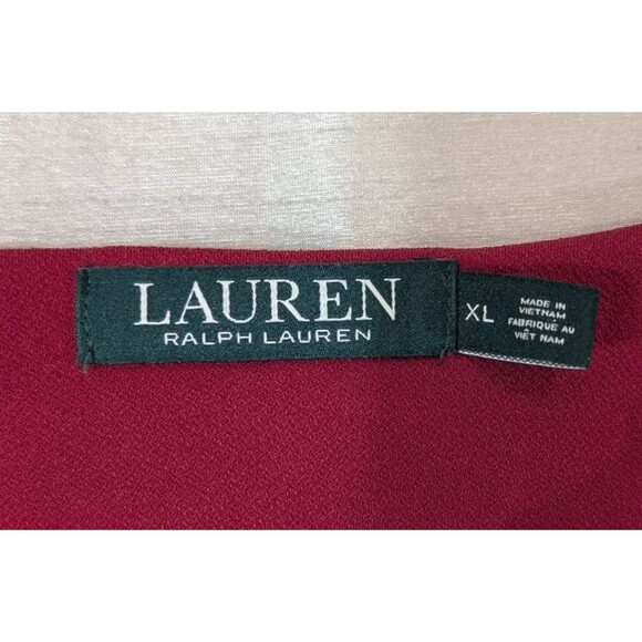 Lauren Ralph Lauren Blouse Women's Size XL Red Flowy Flare Long Sleeve Elegant - Picture 4 of 16
